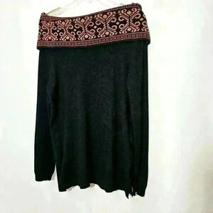 Sienna & Sage Off Shoulder Cowl Black Tunic Sweater Rayon/Poly Size Large